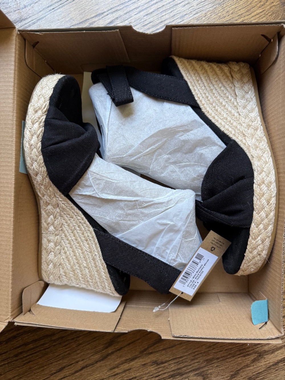Tom’s Marisela black woven espadrille wedges *New*